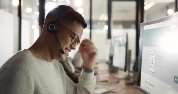 Contact Crm Happy Consultant Call Center Talking Communication Helping Inbound — Vídeo de stock