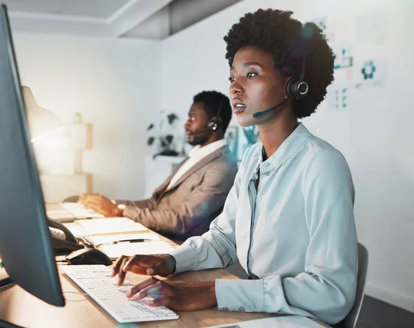Customer support team, communication and computer consultant on telecom microphone, CRM software or IT customer service. Contact us call center, flare light and telemarketing black people consulting.