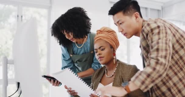 Business People Black Woman Collaboration Documents Folder Team Communication Advice — Stok video
