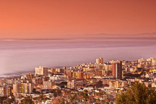 Seapoint at sunset. An aerial view of Sea Point in the Western Cape, in Cape Town, South Africa