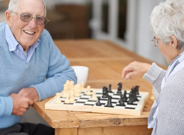Its Our Passion Chess Brought Together Elderly Couple Playing Game — Stockfoto