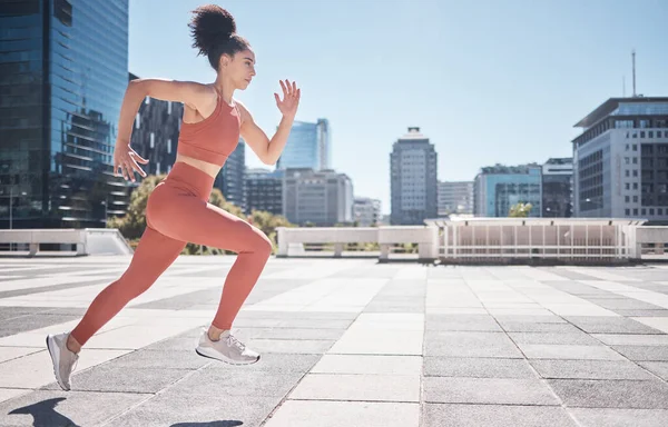 Fitness City Woman Running Exercise Health Wellness Sports Runner Energy — Zdjęcie stockowe