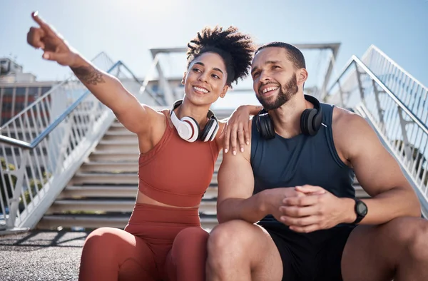 Black Couple Fitness Relax Outdoor Runner Cardio Training Workout Exercise — Fotografia de Stock