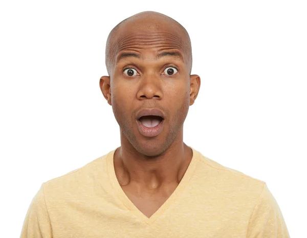 Shocking Handsome African American Man Looking Camera Expression Shock — 스톡 사진