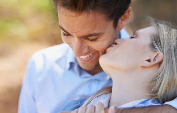 Youre Best Closeup Shot Romantic Young Couple Being Affectionate Outdoors — Foto Stock