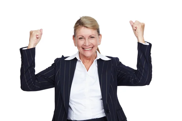 Business Woman Winner Success Professional Achievement Goals Leadership Isolated White —  Fotos de Stock