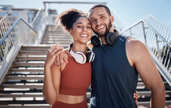 Support Smile Portrait Couple Training City Happy Running Fitness Brazil — Fotografia de Stock