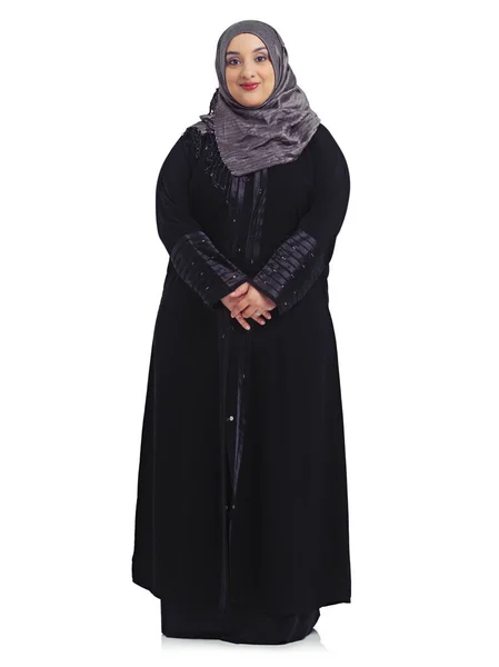 Fashion Muslim Portrait Woman White Background Confidence Elegance Empowerment Culture — Foto Stock