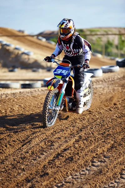 Riding Both Relaxing Exciting Motocross Rider Track — Stock Photo, Image