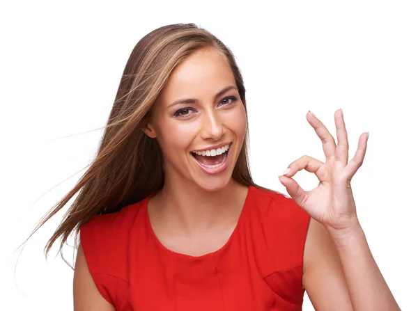 Good Job Yes Portrait Girl Hand Emoji Happiness Approval Success — Stock Fotó
