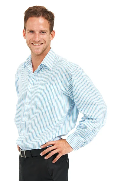 Portrait Happy Businessman Smile Studio Background Leadership Trust Australia Male — Fotografia de Stock