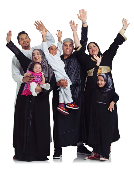 Muslim Family Portrait Celebrate Eid Women Men Children Together Islam — Foto Stock
