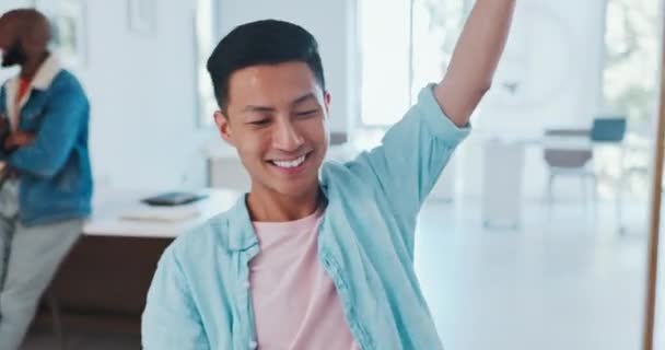 Asian Man Smile Throw Documents Celebrate Business Success Businessman Goals — Wideo stockowe