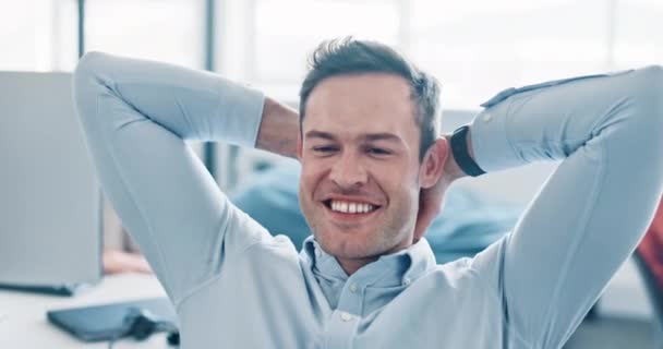 Business Man Face Success Yes Office Employee Goal Satisfaction Fist — Vídeo de Stock