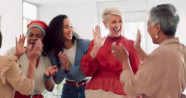 Business Team Celebration Woman High Five Office Team Success Motivation — Video Stock