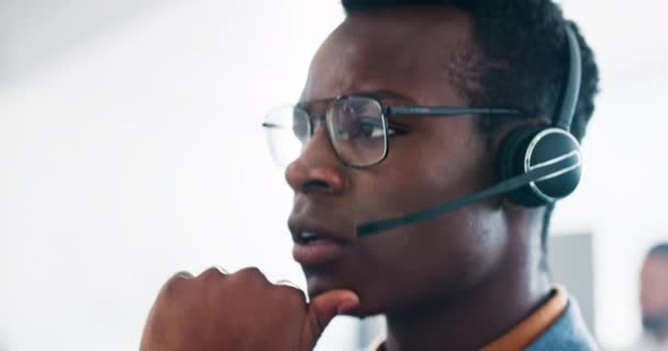 Call Center Customer Support Serious Man Consulting Crm Contact Help — Vídeo de Stock