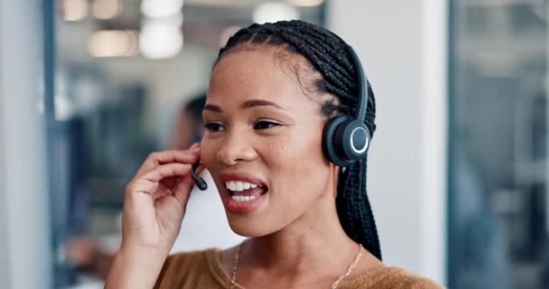 Telemarketing Call Center Black Woman Consulting Crm Contact Customer Support — Stockvideo