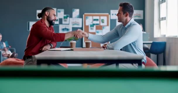 Meeting Handshake Business Man Interview Human Resources Hiring Recruitment Collaboration — Wideo stockowe