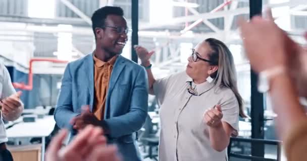 High Five Applause Happy Business People Celebrate Sales Goals Achievement — Stock videók