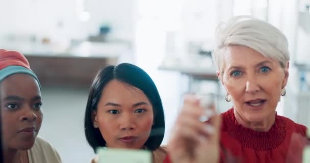 Business Women Diversity Planning Notes Window Target Our Vision Schedule — Vídeos de Stock