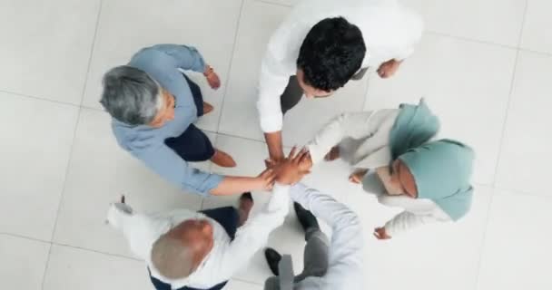 Hands Stacked Business People Teamwork Group Support Team Building Goals — Stock video