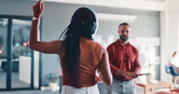 High Five Music Business Woman Dance Positive Mindset Freedom Motivation — Stok video