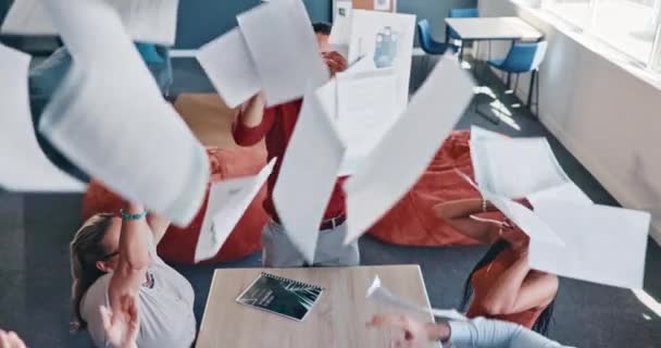 Business Meeting Applause Celebrate Documents Paperwork Air Profit Success Winning — Stok video
