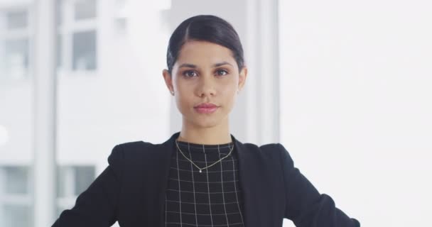 Confident Business Woman Corporate Vision Management Leadership Executive Office Portrait — Stockvideo