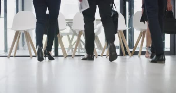 Business People Legs Waiting Job Interview Line Hiring Queue Human — Stock Video
