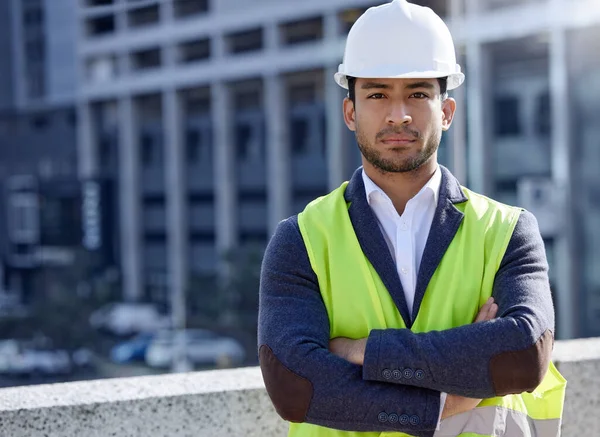 Focus Determination Get Job Done Young Businessman Working Construction Site — Stock Fotó