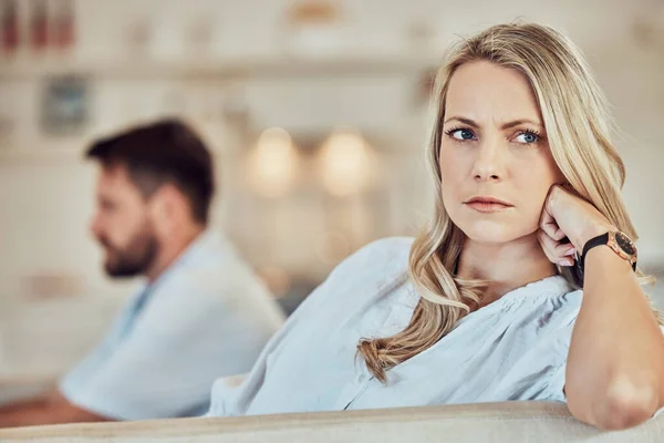Wife Sulking Fight Her Husband Giving Silent Treatment Caucasian Woman — Stock Photo, Image