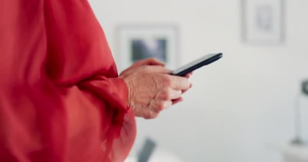 Hands Closeup Phone Business Woman Office Walking Busy Texting Internet — Vídeo de stock
