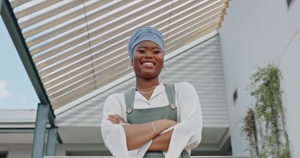 Black Woman Fashion Designer Face Success Textile Creative Career Smile — Αρχείο Βίντεο