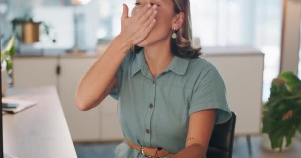 Migraine Medicine Woman Drinking Pill Recover Problem Sickness Pain Office — Stock videók