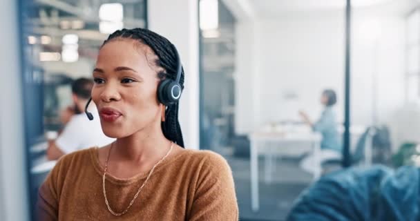 Customer Service Call Center Black Woman Consulting Crm Telemarketing Online — Vídeo de Stock
