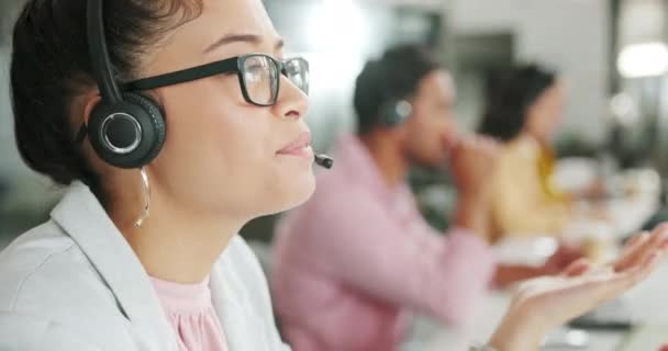 Crm Customer Service Consultant Woman Office Telemarketing Support Communication Sales — Stok video