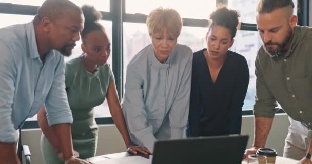 Planning Laptop Business People Teamwork Ideas Collaboration Digital Website Launch — Vídeo de Stock