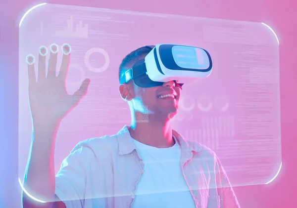 Hand Futuristic Man Metaverse Exploring Cyber World Digital Transformation Virtual — Stock Fotó