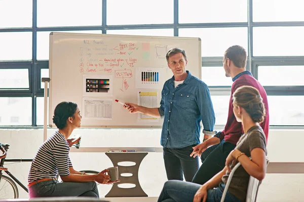 Presentation Whiteboard Meeting Business People Planning Idea Review Data Analytics — Stock Photo, Image
