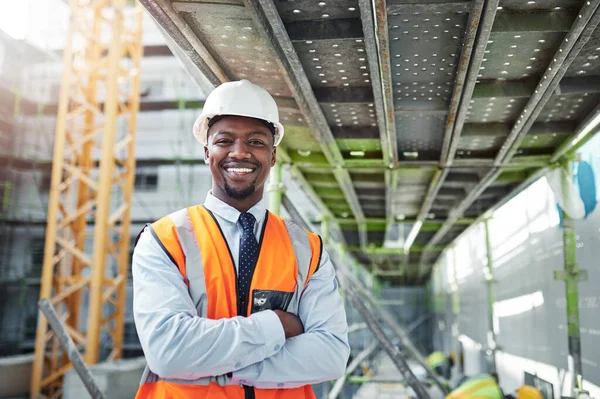 World Construction Come Out Top Portrait Confident Young Man Working — Stock Fotó