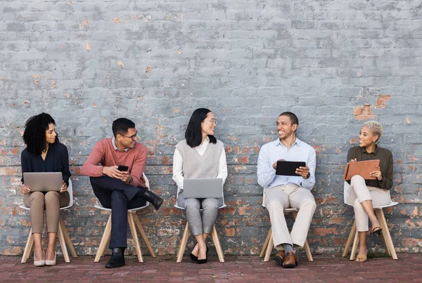 Employee Diversity Interview Line Conversation Technology Meeting Recruitment Company Hiring — Fotografia de Stock