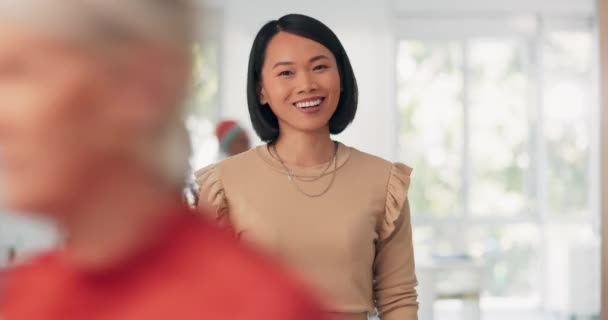 Diversity Collage Portrait Business Women Leader Smile Busy Office Strong — Vídeos de Stock