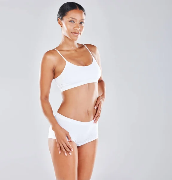 Woman Underwear Body Portrait Skin Fitness Health Wellness Isolated Studio — Fotografia de Stock