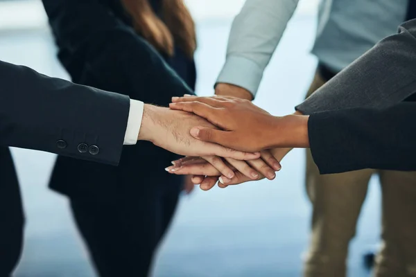 Get Get Done Group Businesspeople Joining Hands Solidarity — Stock Photo, Image