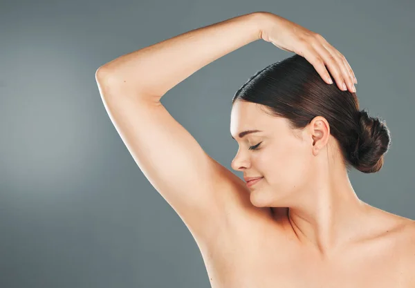 Cleaning Armpit Woman Wellness Health Body Smell Model Studio Mockup — 图库照片