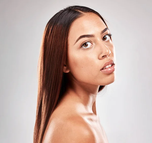 Skincare Portrait Black Woman Isolated White Background Natural Beauty Glow — Φωτογραφία Αρχείου