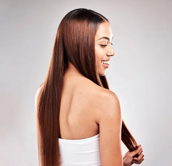 Hair Beauty Back Woman Studio Grooming Healthy Hair Salon Treatment — Φωτογραφία Αρχείου