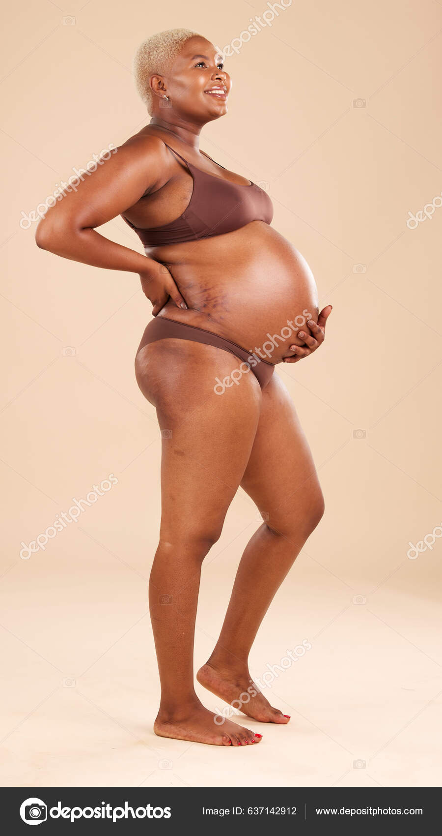 Happy Pregnancy Underwear Studio Woman Happiness Smile Excited Baby Stomach  Stock Photo by ©PeopleImages.com 637142912