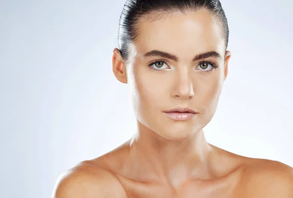 Wellness Beauty Face Portrait Woman White Background Cosmetics Makeup Facial — Fotografia de Stock