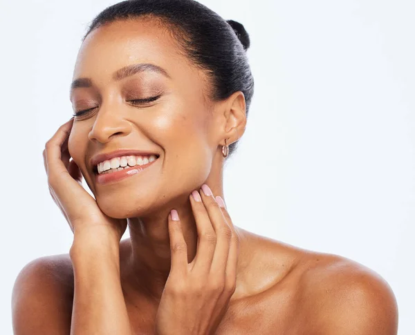 Beauty Skincare Face Happy Woman Studio Dermatology Cosmetics Natural Soft — Fotografia de Stock